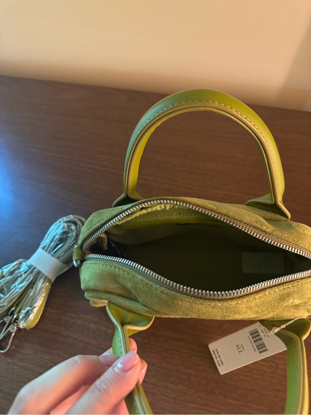 Anthropologie Lime Green Mini Handbag with Top Handles - Picture 2 of 2